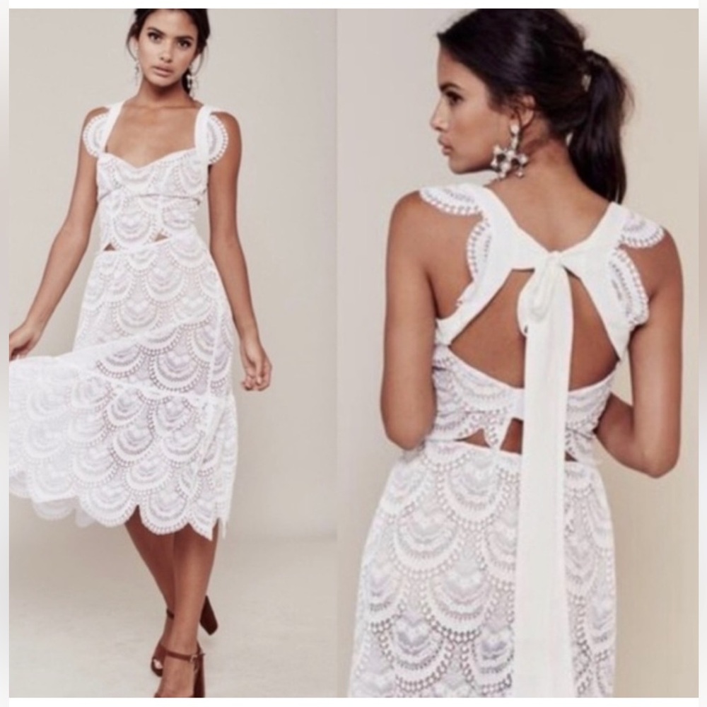 For Love and Lemons 2 Piece Set Rosalita Set Skirt and Top White Lace Large